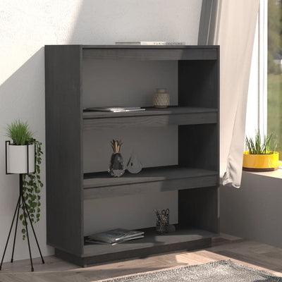 Book Cabinet/Room Divider Grey 80x35x103 cm Solid Pinewood