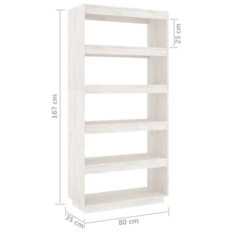 Book Cabinet/Room Divider White 80x35x167 cm Solid Pinewood