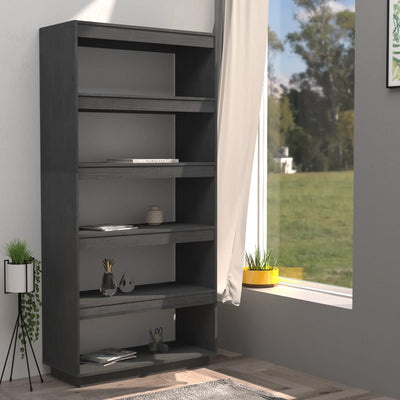 Book Cabinet/Room Divider Grey 80x35x167 cm Solid Pinewood