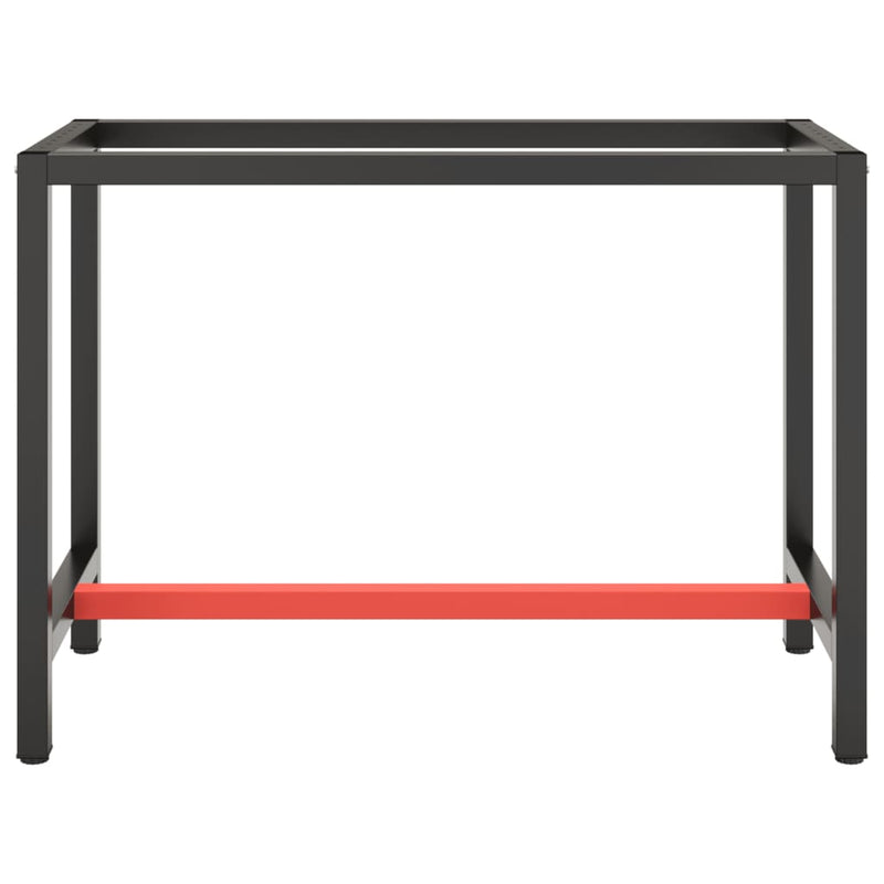 Work Bench Frame Matte Black and Matte Red 110x50x79 cm Metal