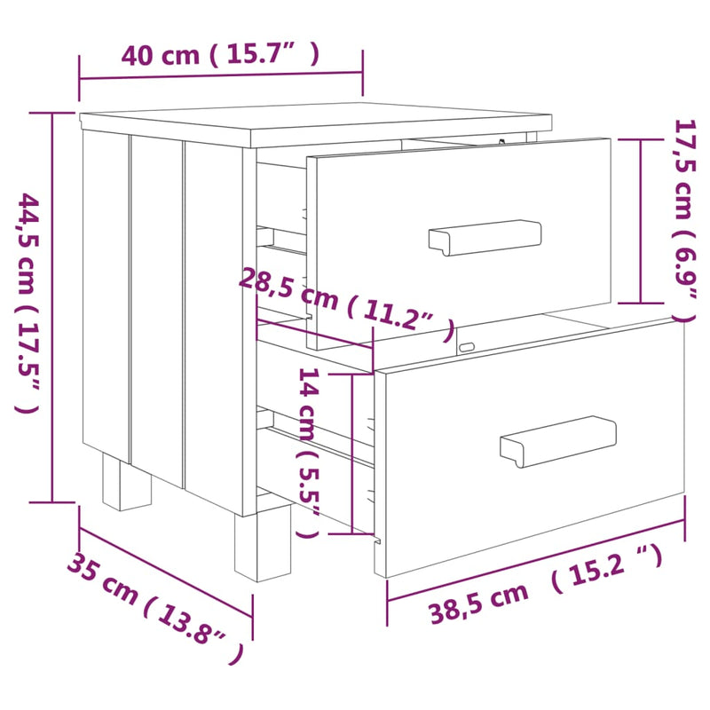 Bedside Cabinets 2 pcs Dark Grey 40x35x44.5 cm Solid Wood Pine