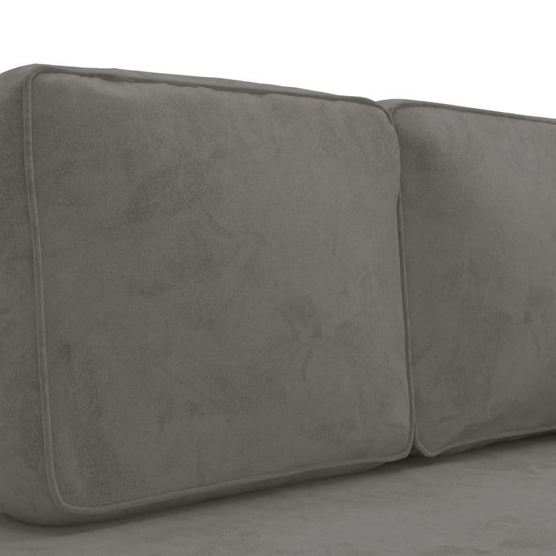 Chaise Lounge with Cushions and Bolster Light Grey Velvet