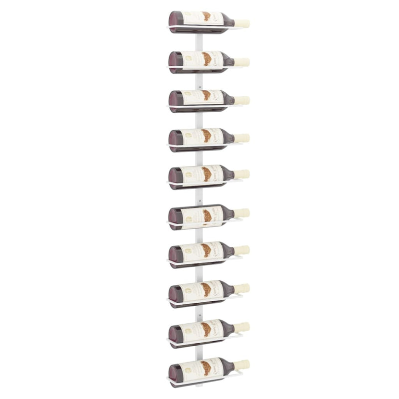 Wall-mounted Wine Rack for 10 Bottles White Metal