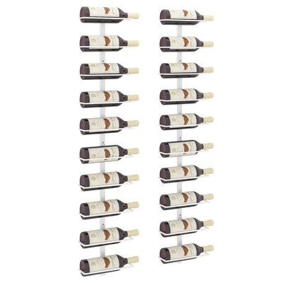 Wall-mounted Wine Rack for 10 Bottles 2 pcs White Metal