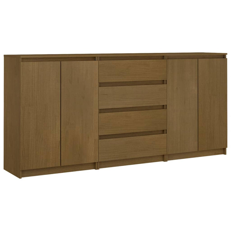 Side Cabinets 3 pcs Honey Brown Solid Pinewood
