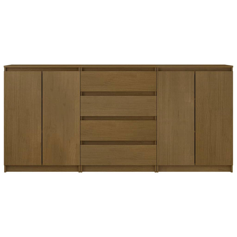 Side Cabinets 3 pcs Honey Brown Solid Pinewood