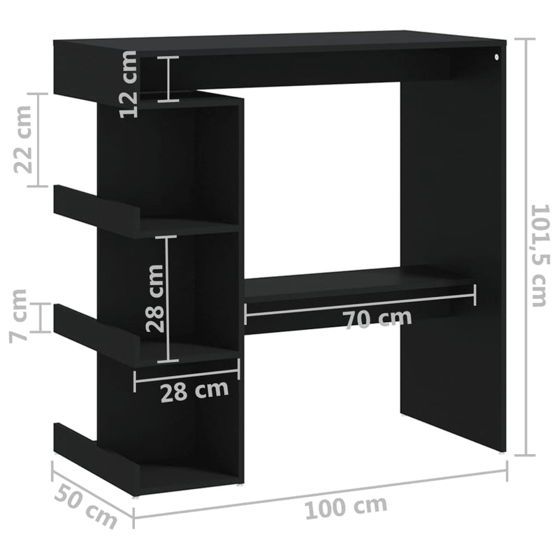Bar Table with Storage Rack Black 100x50x101.5 cm Engineered Wood