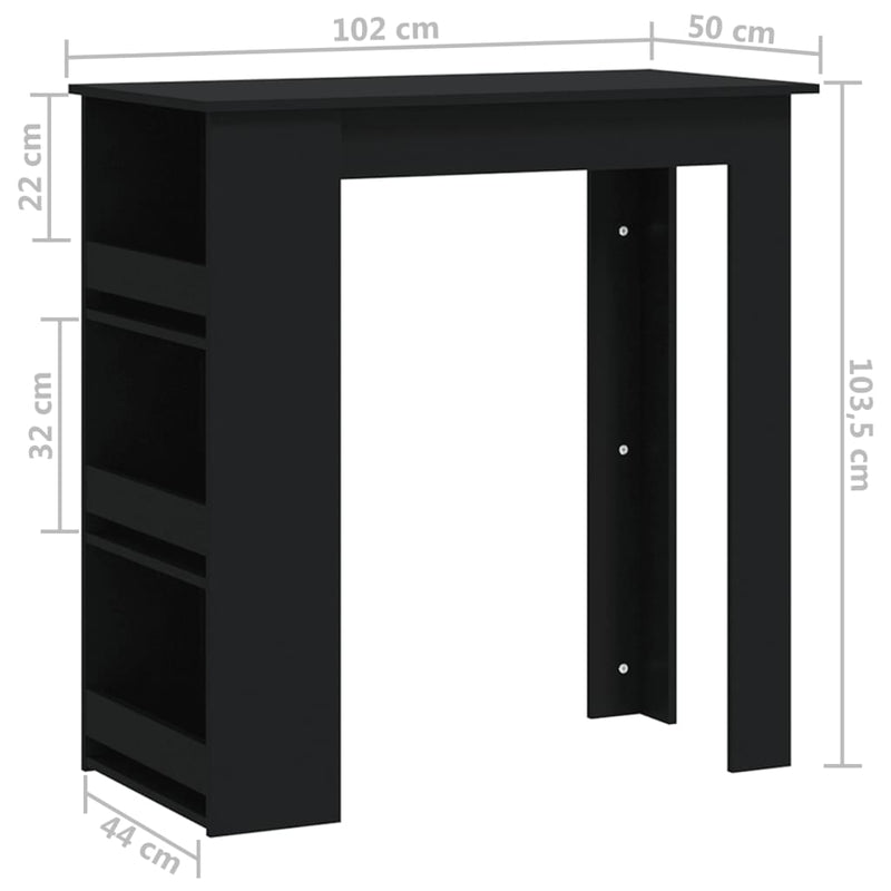 Bar Table with Storage Rack Black 102x50x103.5 cm Engineered Wood