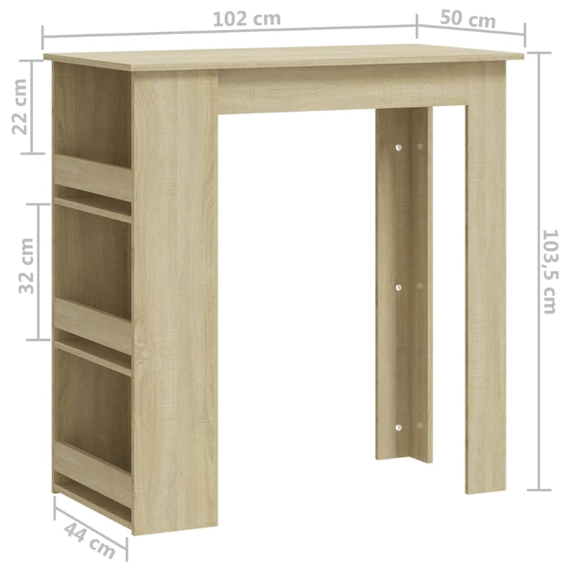 Bar Table with Storage Rack Sonoma Oak 102x50x103.5cm Engineered Wood