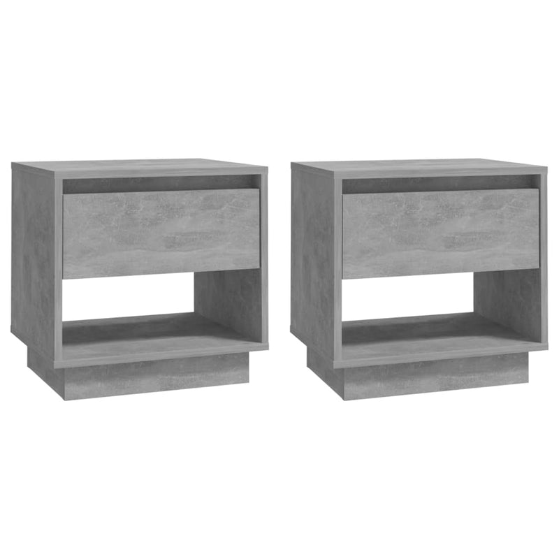 Bedside Cabinets 2 pcs Concrete Grey 45x34x44 cm Chipboard