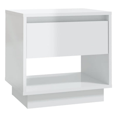 Bedside Cabinet High Gloss White 45x34x44 cm Chipboard