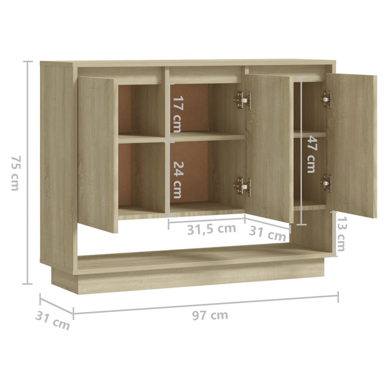 Sideboard Sonoma Oak 97x31x75 cm Chipboard