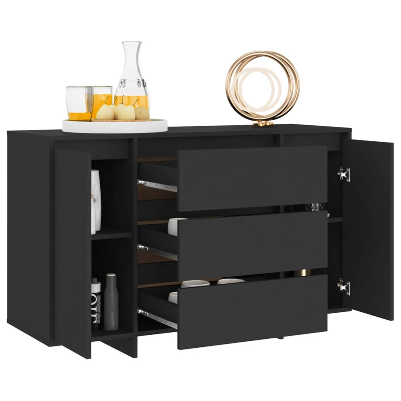 Sideboard with 3 Drawers Black 120x41x75 cm Chipboard