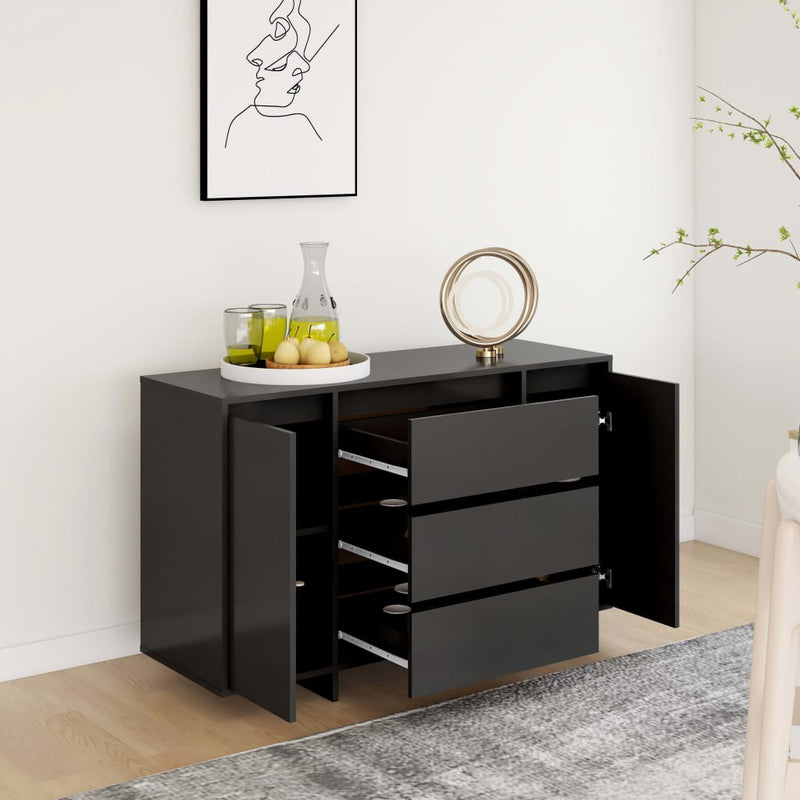 Sideboard with 3 Drawers Black 120x41x75 cm Chipboard