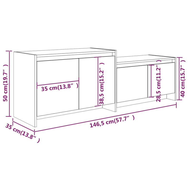 TV Cabinet Black 146.5x35x50 cm Engineered Wood
