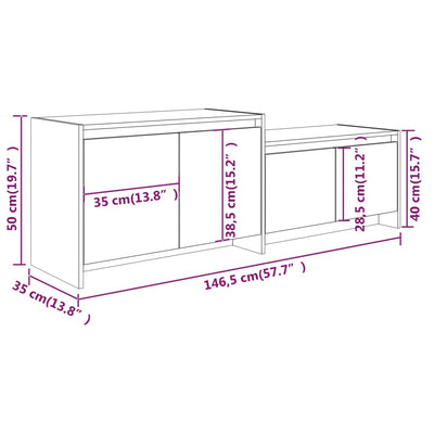 TV Cabinet Concrete Grey 146.5x35x50 cm Engineered Wood