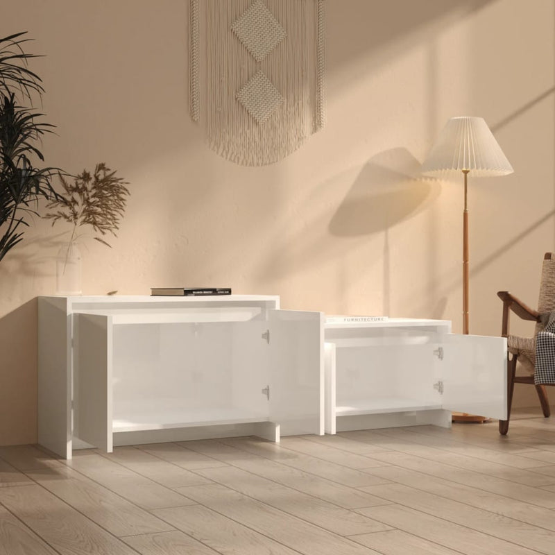 TV Cabinet High Gloss White 146.5x35x50 cm Engineered Wood