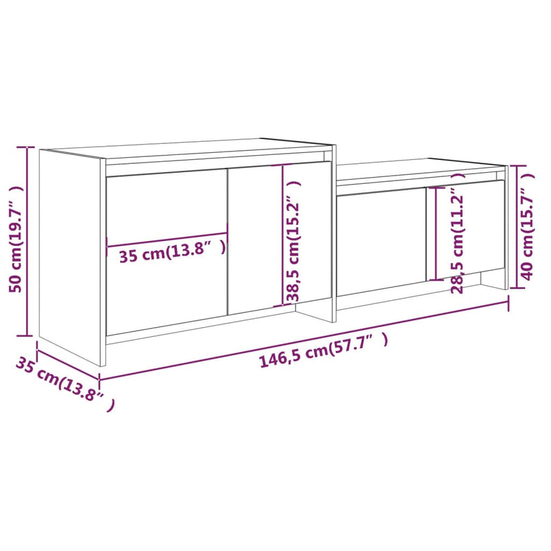 TV Cabinet High Gloss White 146.5x35x50 cm Engineered Wood