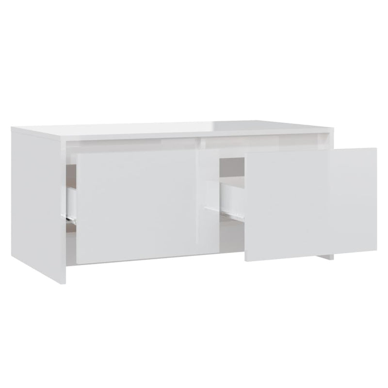 Coffee Table High Gloss White 90x50x41.5 cm Chipboard