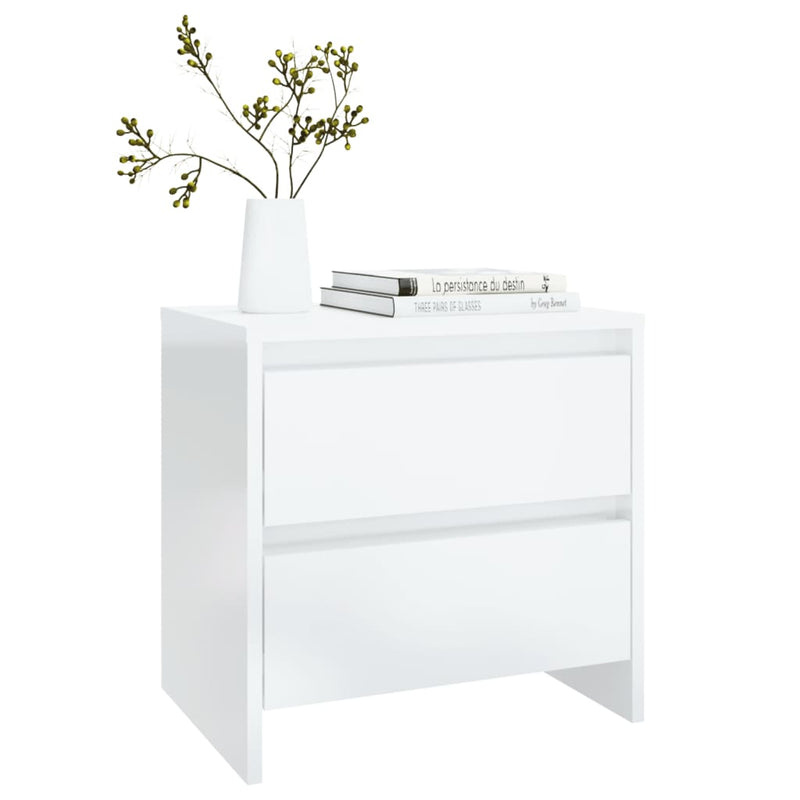 Bedside Cabinets 2 pcs High Gloss White 45x34.5x44.5 cm Chipboard