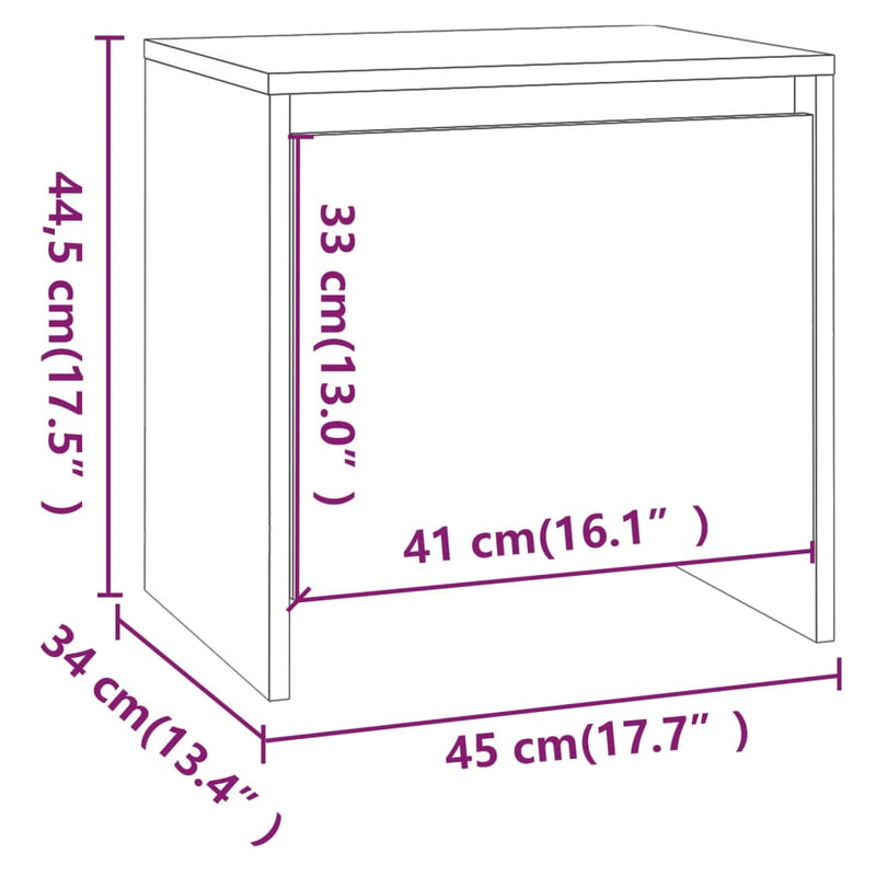 Bedside Cabinets 2 pcs Concrete Grey 45x34x44.5 cm Chipboard