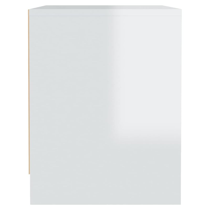 Bedside Cabinet High Gloss White 45x34x44.5 cm Chipboard