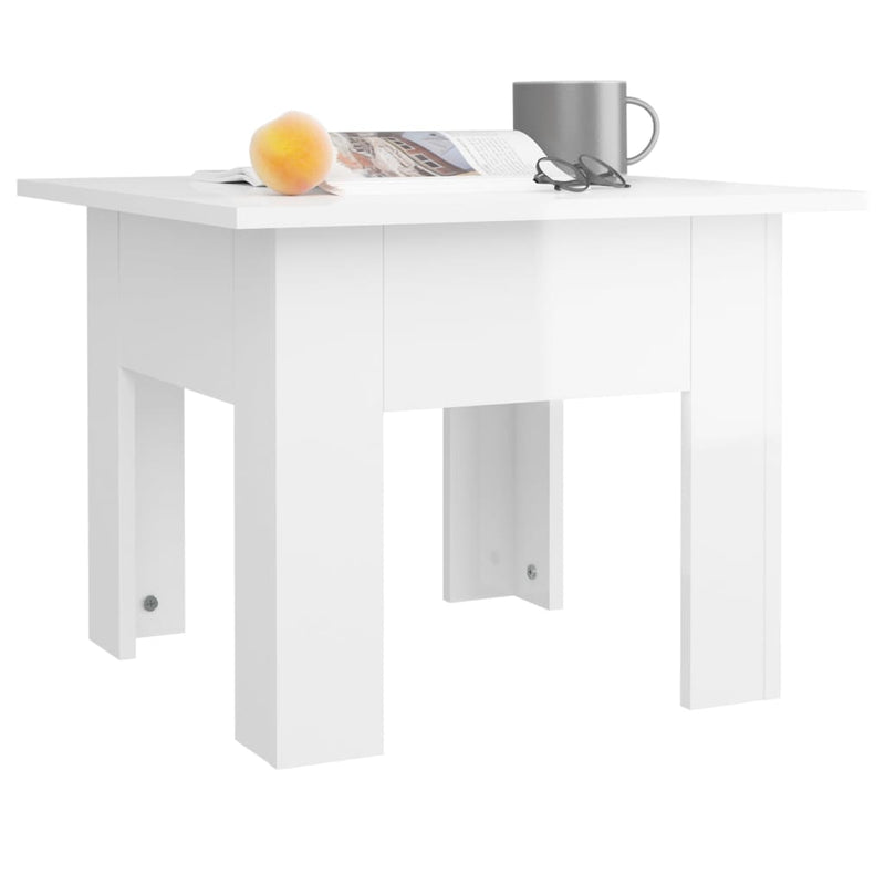 Coffee Table High Gloss White 55x55x42 cm Engineered Wood