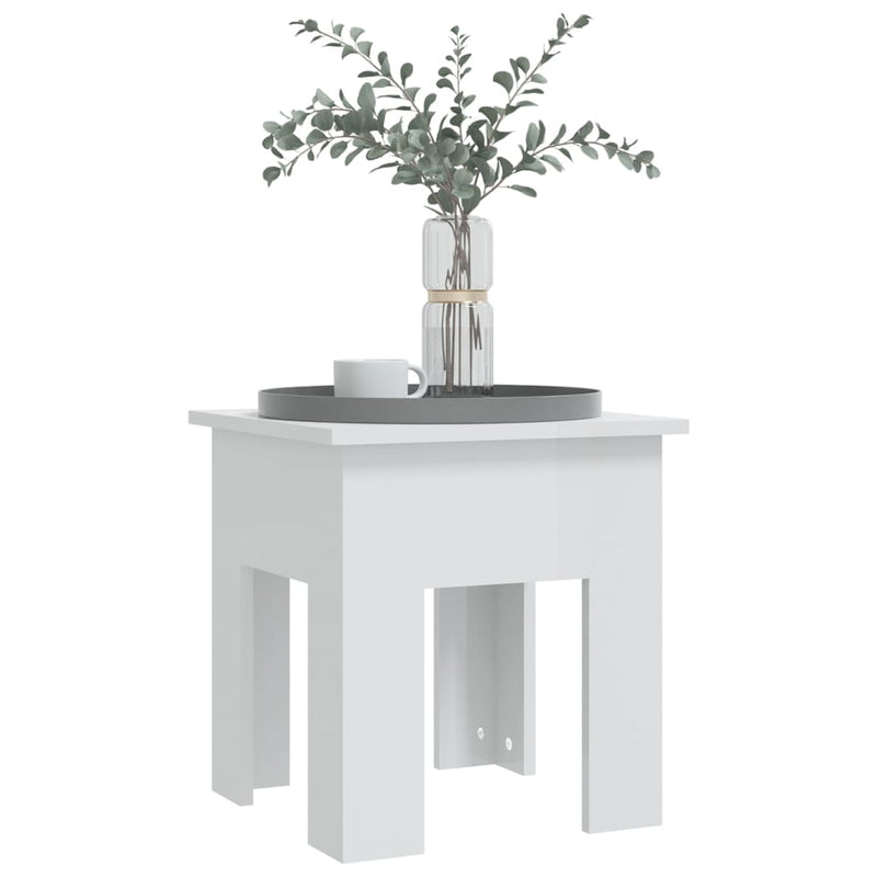 Coffee Table High Gloss White 40x40x42 cm Engineered Wood