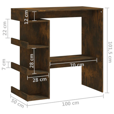 Bar Table with Storage Rack Smoked Oak 100x50x101.5cm Engineered Wood