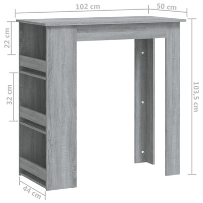 Bar Table with Storage Rack Grey Sonoma 102x50x103.5cm Engineered Wood