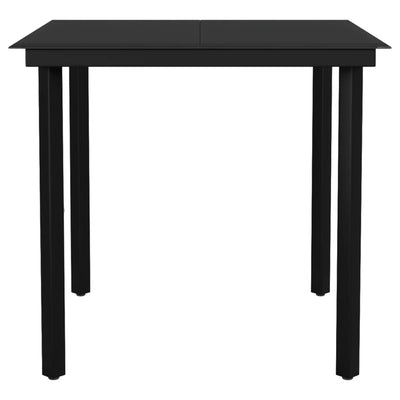 Garden Dining Table Black 80x80x74 cm Steel and Glass