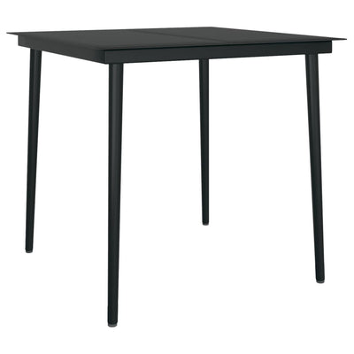 Garden Dining Table Black 80x80x74 cm Steel and Glass - Payday Deals