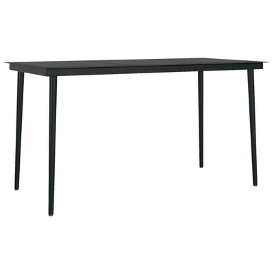 Garden Dining Table Black 140x70x74 cm Steel and Glass