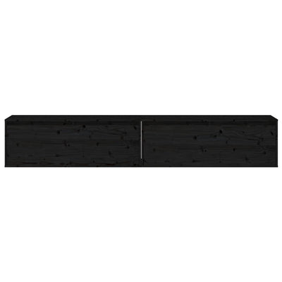 Wall Cabinets 2pcs Black 100x30x35 cm Solid Wood Pine