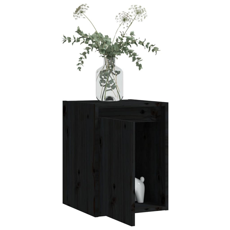 Wall Cabinet Black 30x30x40 cm Solid Wood Pine