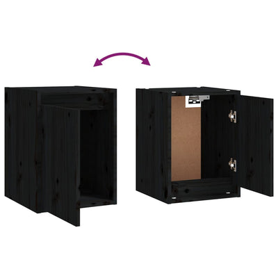 Wall Cabinet Black 30x30x40 cm Solid Wood Pine