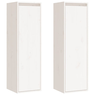 Wall Cabinets 2 pcs White 30x30x100 cm Solid Wood Pine