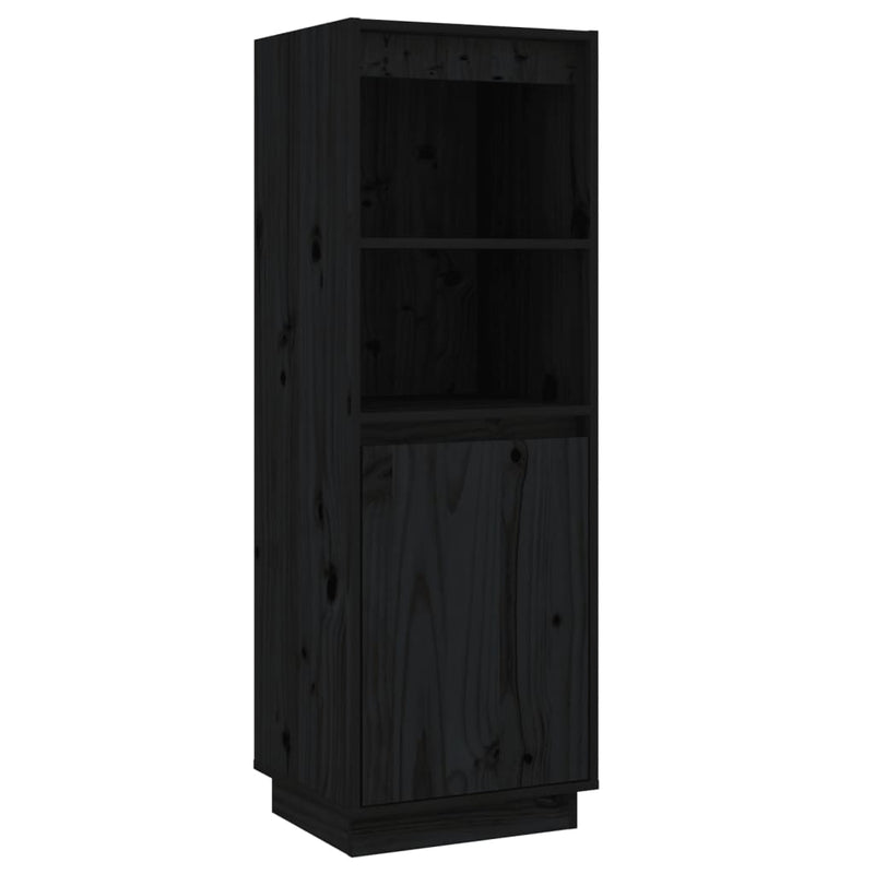 Highboard Black 37x34x110 cm Solid Wood Pine