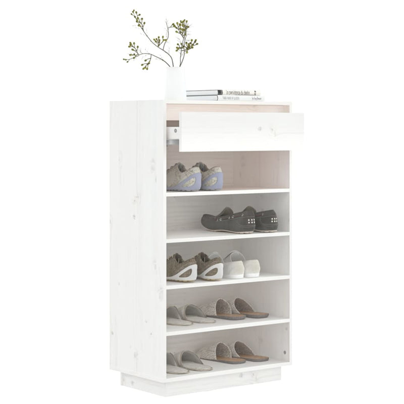 Shoe Cabinet White 60x34x105 cm Solid Wood Pine