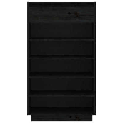Shoe Cabinet Black 60x34x105 cm Solid Wood Pine