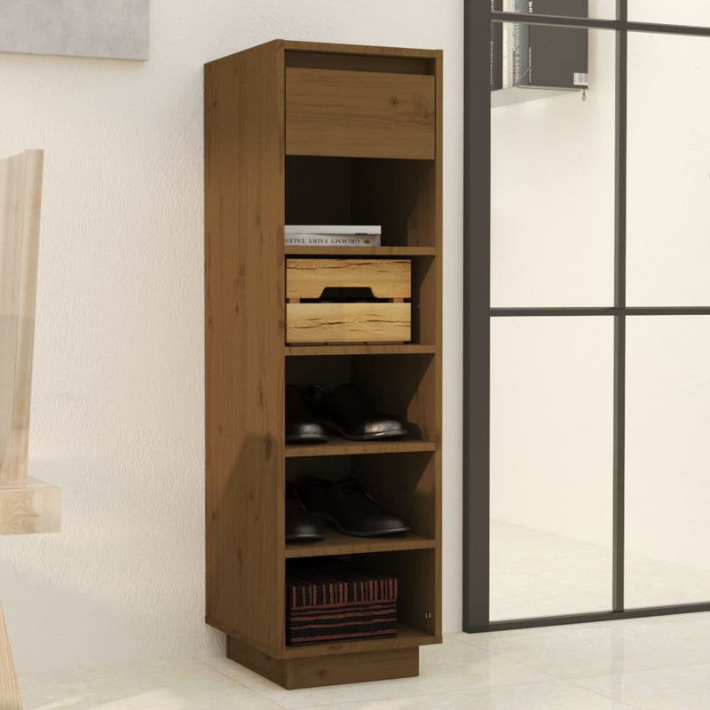 Shoe Cabinet Honey Brown 34x30x105 cm Solid Wood Pine