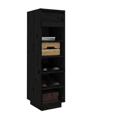 Shoe Cabinet Black 34x30x105 cm Solid Wood Pine