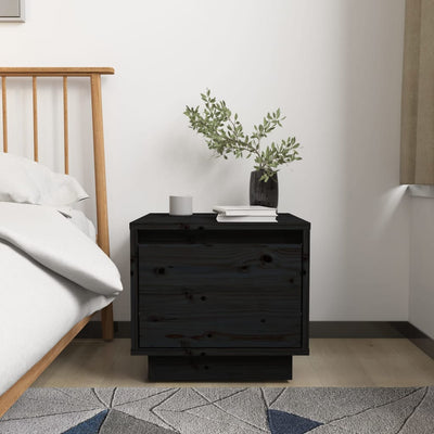 Bedside Cabinets 2 pcs Black 35x34x32 cm Solid Wood Pine