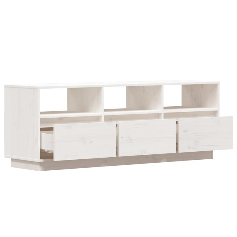 TV Cabinet White 140x37x50 cm Solid Wood Pine