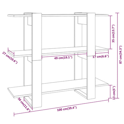 Book Cabinet/Room Divider Sonoma Oak 100x30x87 cm