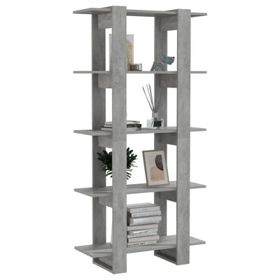 Book Cabinet/Room Divider Concrete Grey 80x30x160 cm Engineered Wood