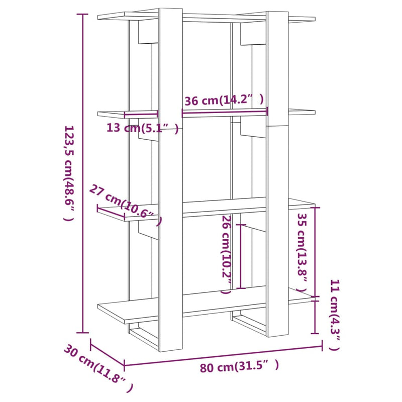 Book Cabinet/Room Divider Concrete Grey 80x30x123.5 cm