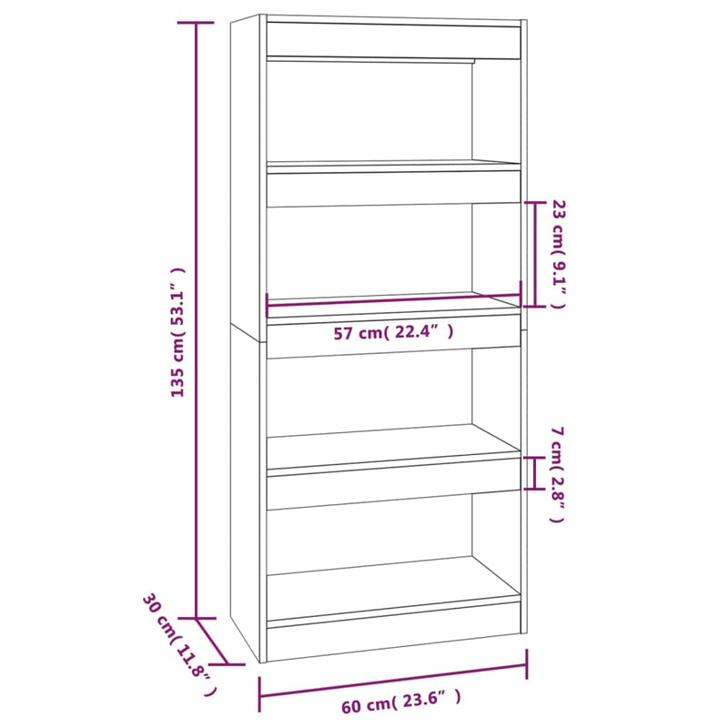 Book Cabinet/Room Divider Black 60x30x135 cm Engineered Wood
