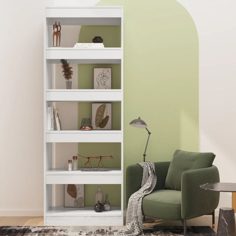 Book Cabinet/Room Divider High Gloss White 60x30x166 cm Engineered Wood