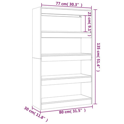 Book Cabinet/Room Divider Concrete Grey 80x30x135 cm Engineered Wood